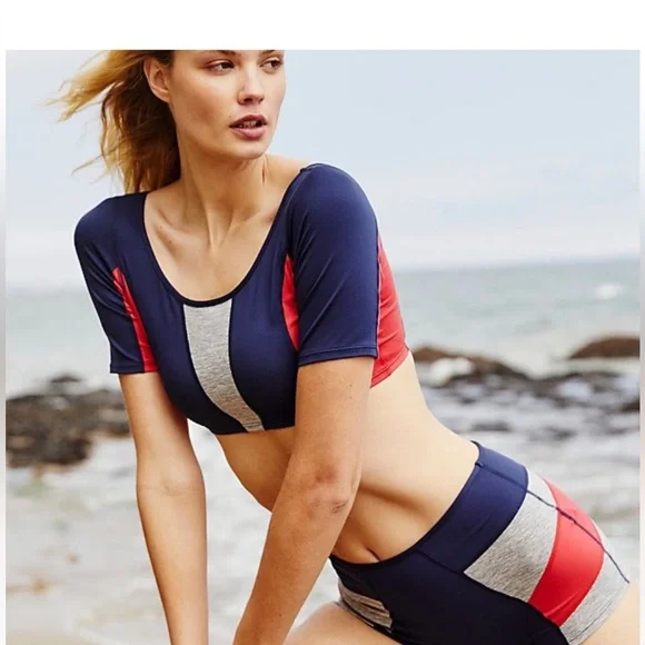 FREE PEOPLE Movement Six Pack Deepest Navy Combo 2-PC Shorts & Top Set Sz S - Picture 2 of 8